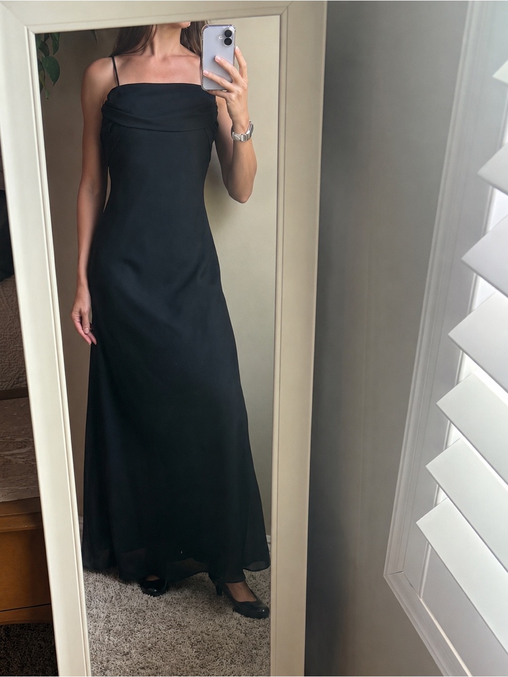 Black chiffon vintage Y2K Betsy & Adam spaghetti strap homecoming dress size 6